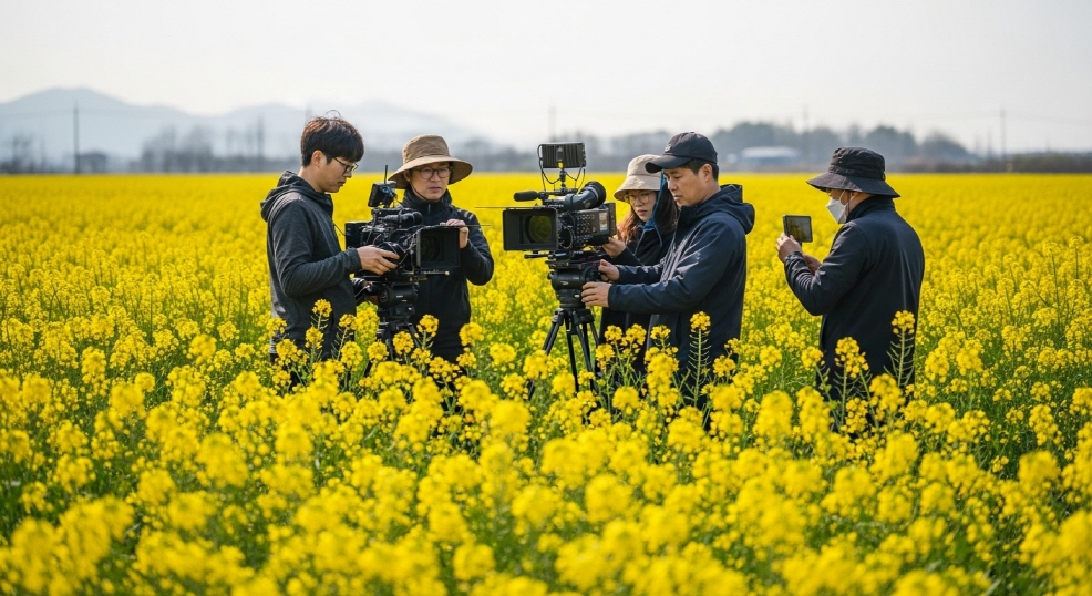 드라마 촬영 중인 장면