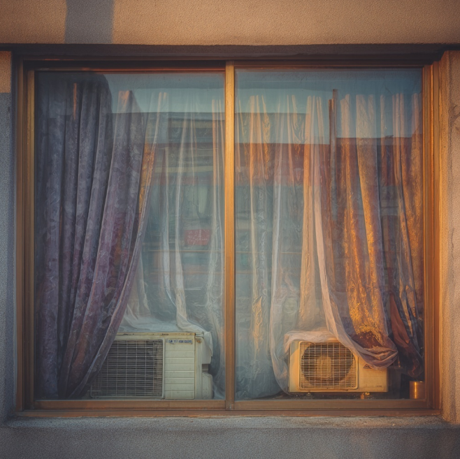 겨울철 베란다 커텐으로 덮은 모습