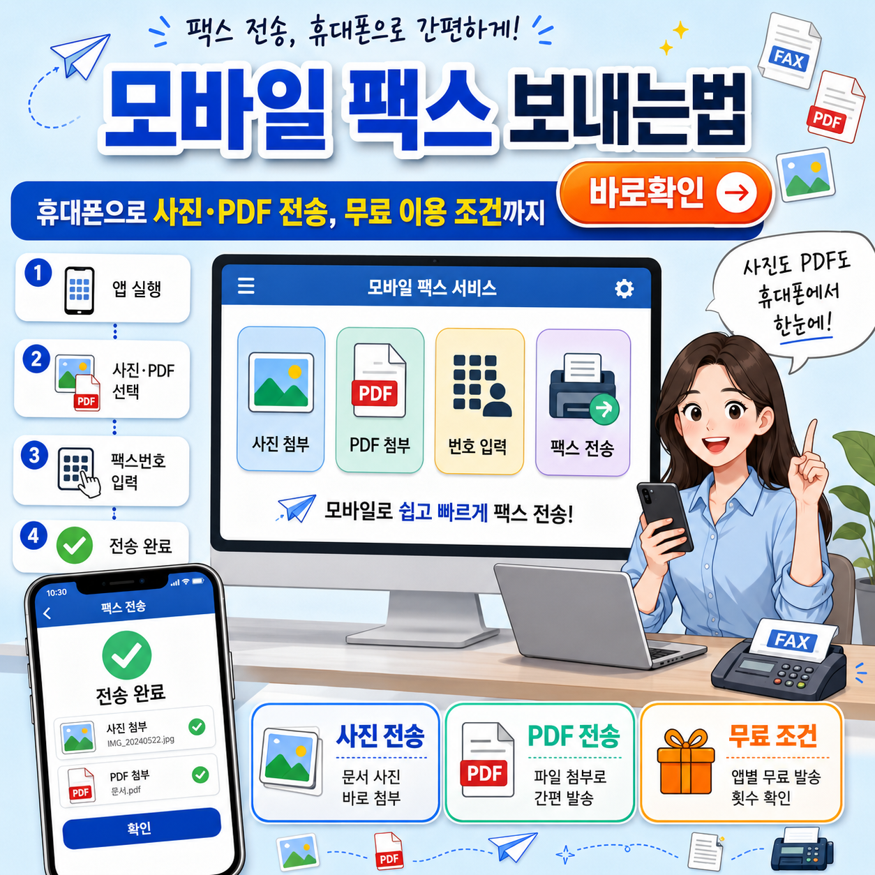 모바일 팩스 보내는법｜휴대폰으로 사진&middot;PDF 전송, 무료 이용 조건까지