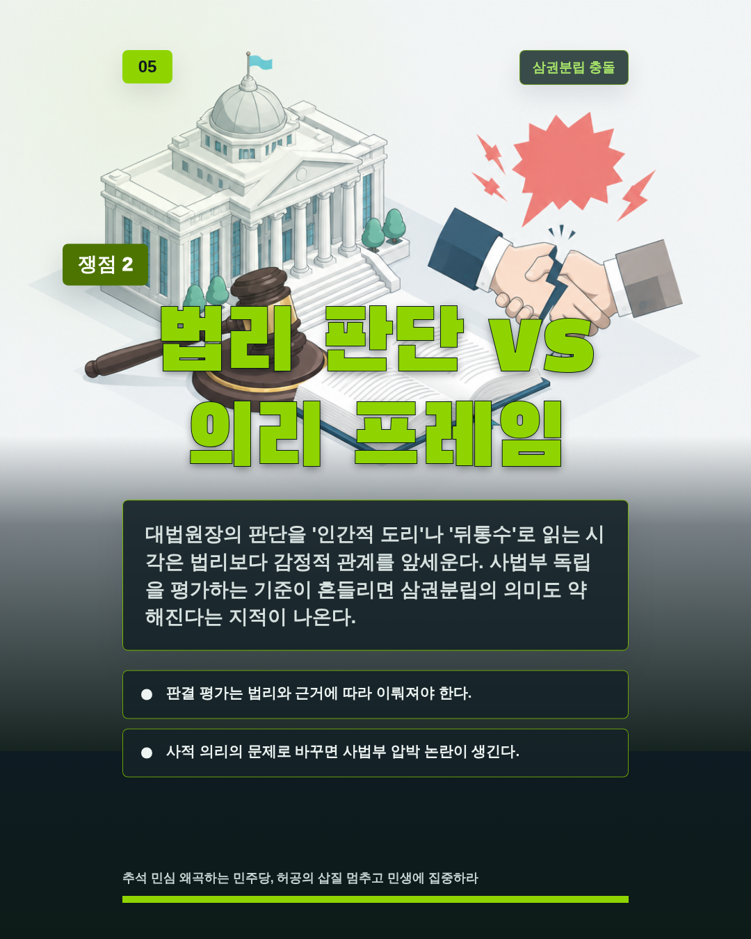 법리 판단 vs 의리 프레임