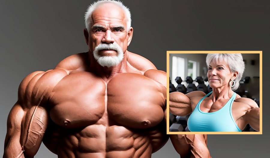 근육질의 노인 남녀 이미지