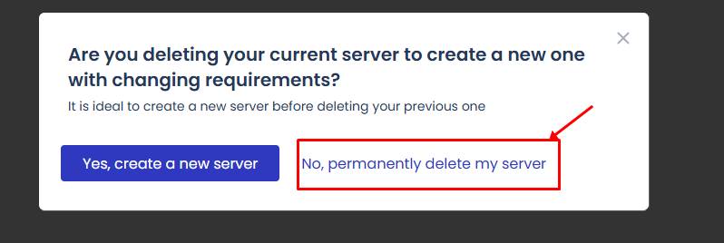 서버 삭제 진행