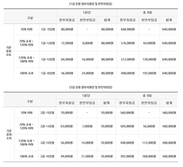 정부지원금 내역 표 이미지