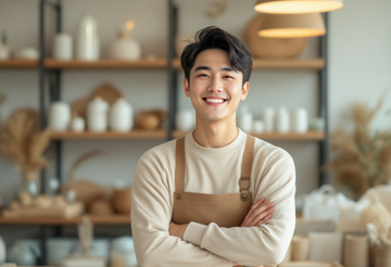 소상공인이 정책자금 수령 후 미소짓는 모습