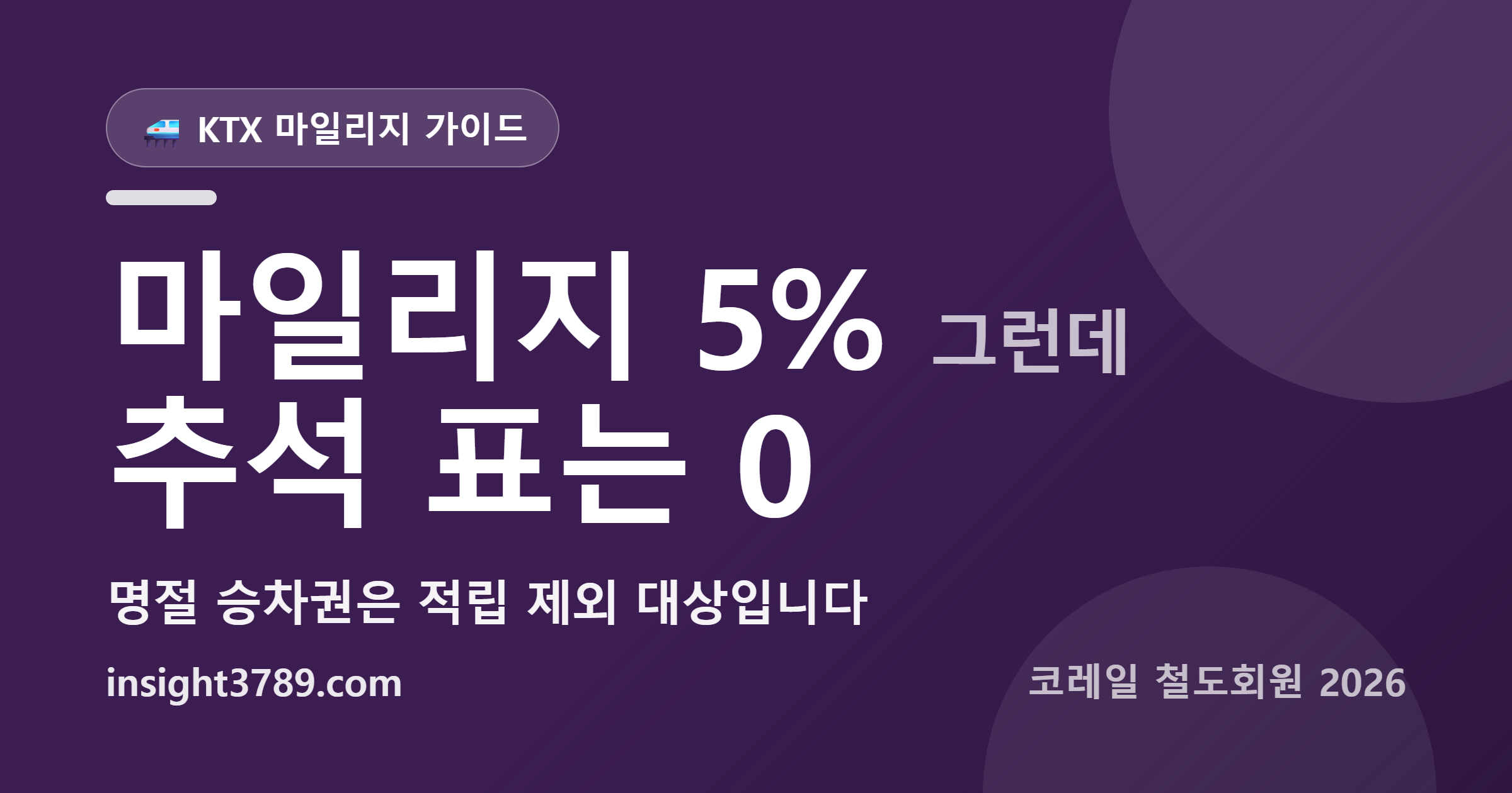 코레일 멤버십 마일리지 5%, 추석 표는 한 푼도 안 쌓입니다