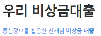 우리은행 비상금대출
