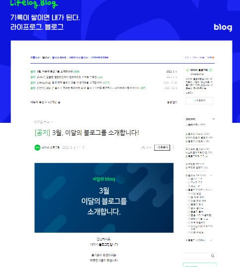 블로그 화면 예시