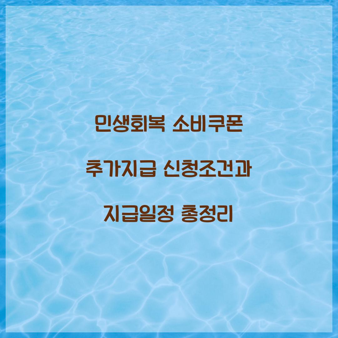 민생회복 소비쿠폰 추가지급