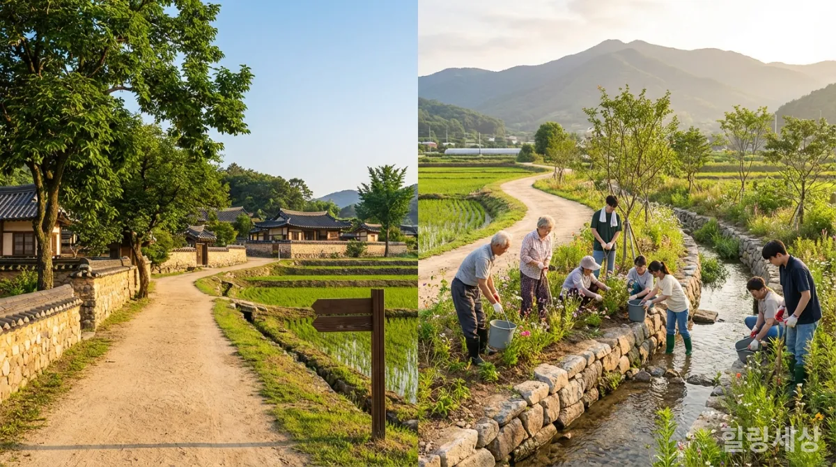 지속 가능한 관광과 재생형 관광의 차이를 보여주는 한국의 자연 풍경