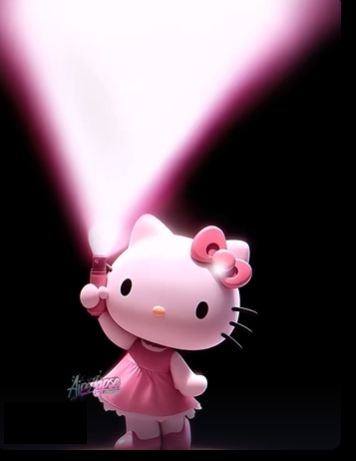 산리오 캐릭터가 손전등을 들고 있는 화면