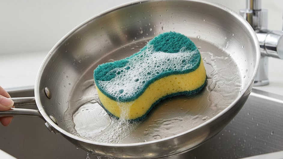 부드러운 수세미로 세척하는 사진