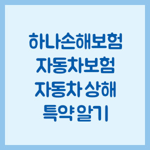 하나손해보험 자동차보험 자동차 상해 특약 알기