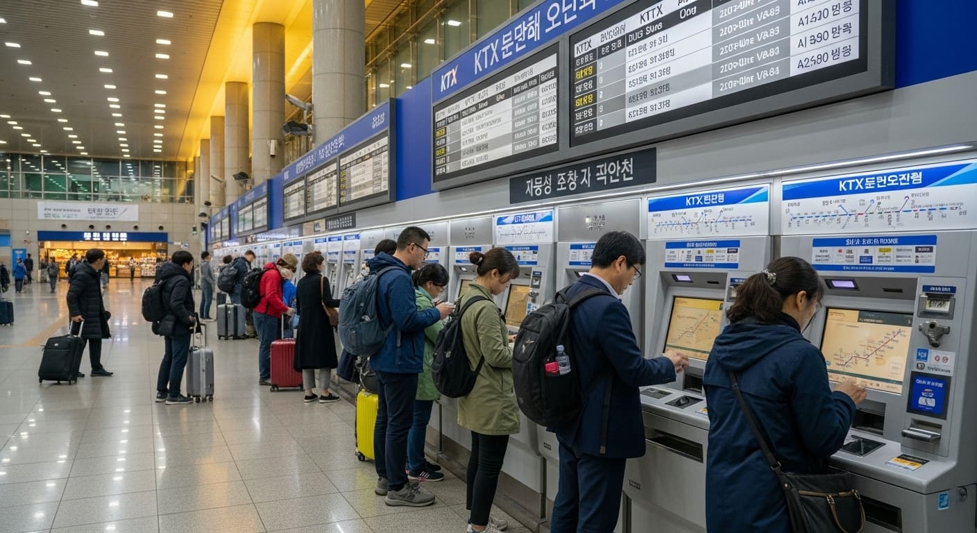 추석 귀성객으로 붐비는 기차역 대합실