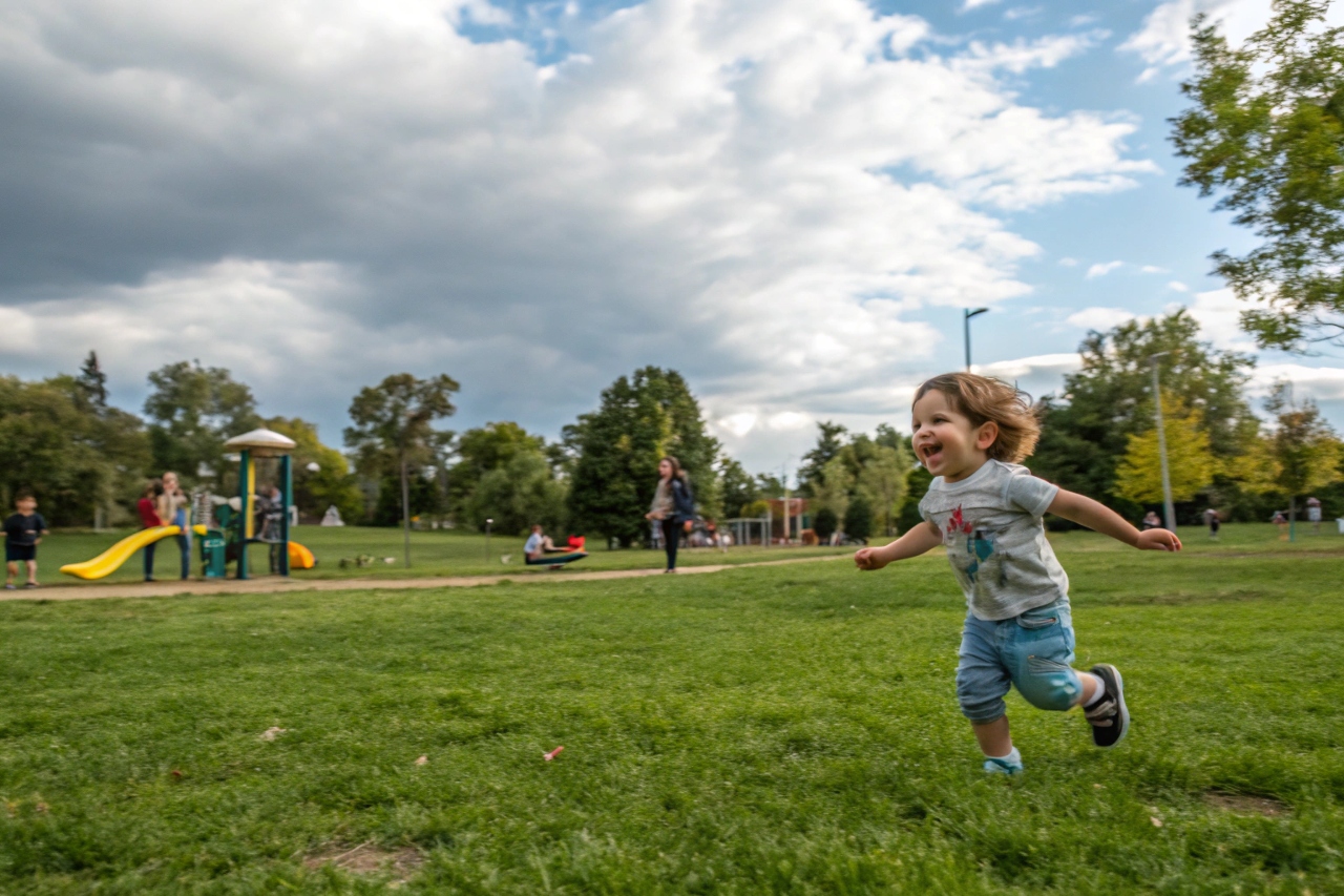 공원에서 노는 아이