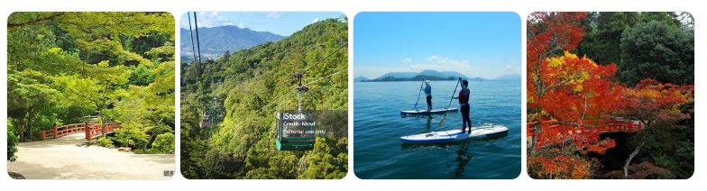 미야지마의 모미지다니 공원, 로프웨이, 해양 스포츠와 단풍 절경을 담은 체험 활동 이미지