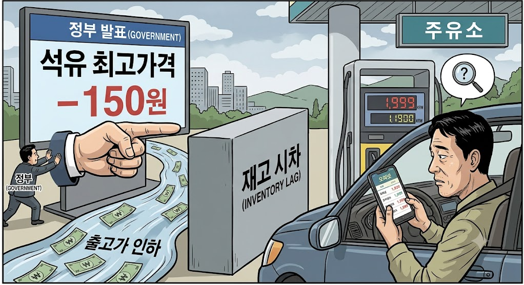 기름값 인하(석유 최고가격, 재고 시차, 소비자 체감)