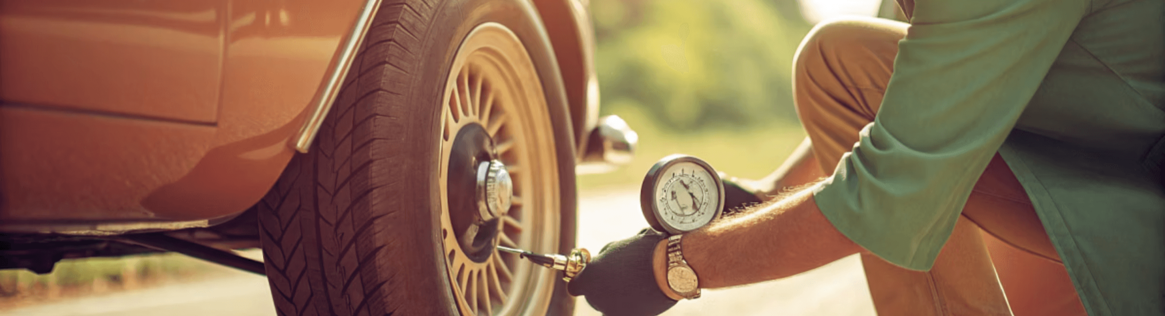 타이어 관리 공기압 및 마모 상태 확인중인 이미지