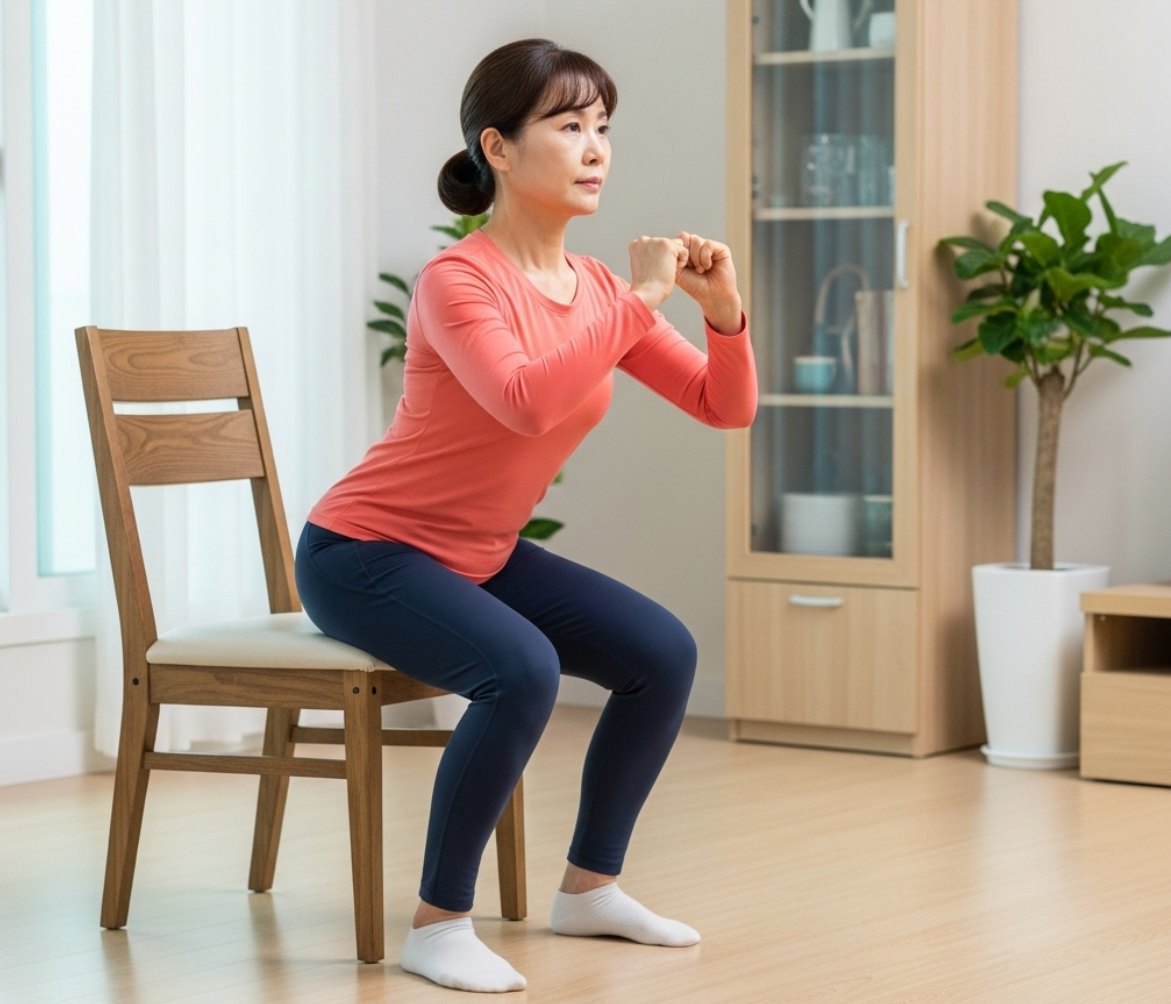 의자 스쿼트 (하체 강화)