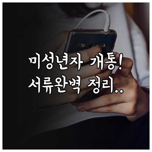 미성년자 알뜰폰 셀프개통 방법과 필수..