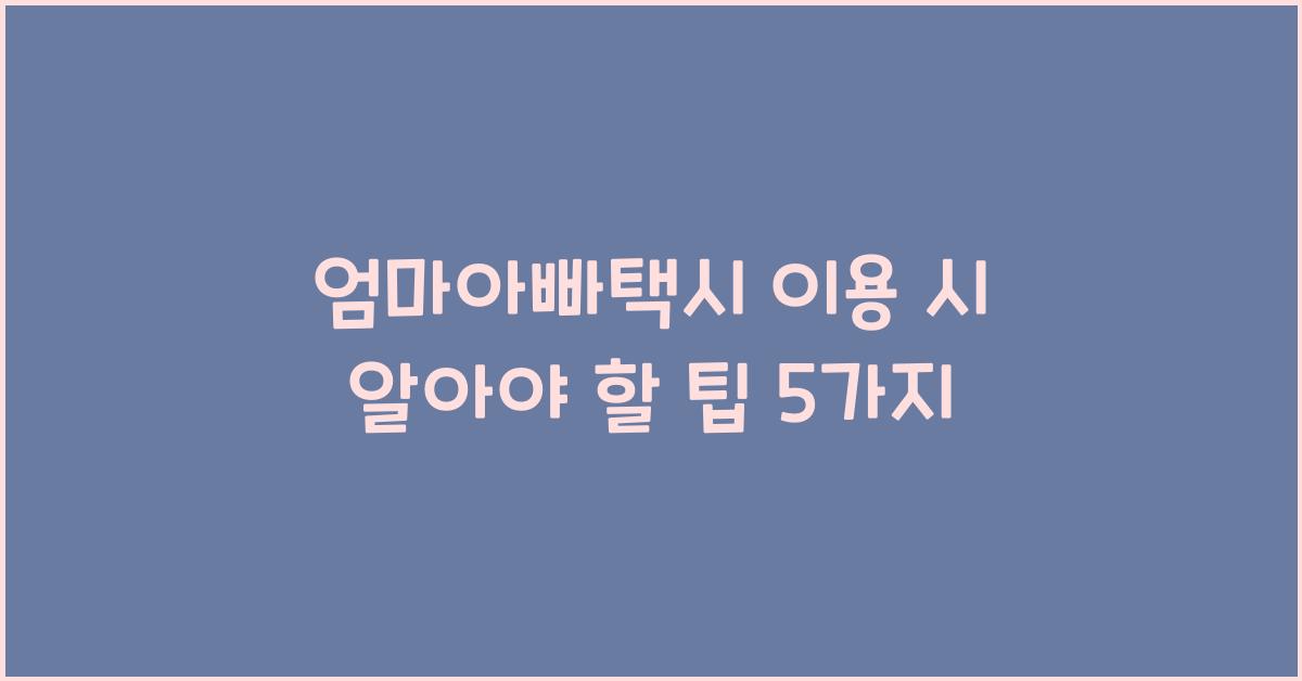 엄마아빠택시 이용