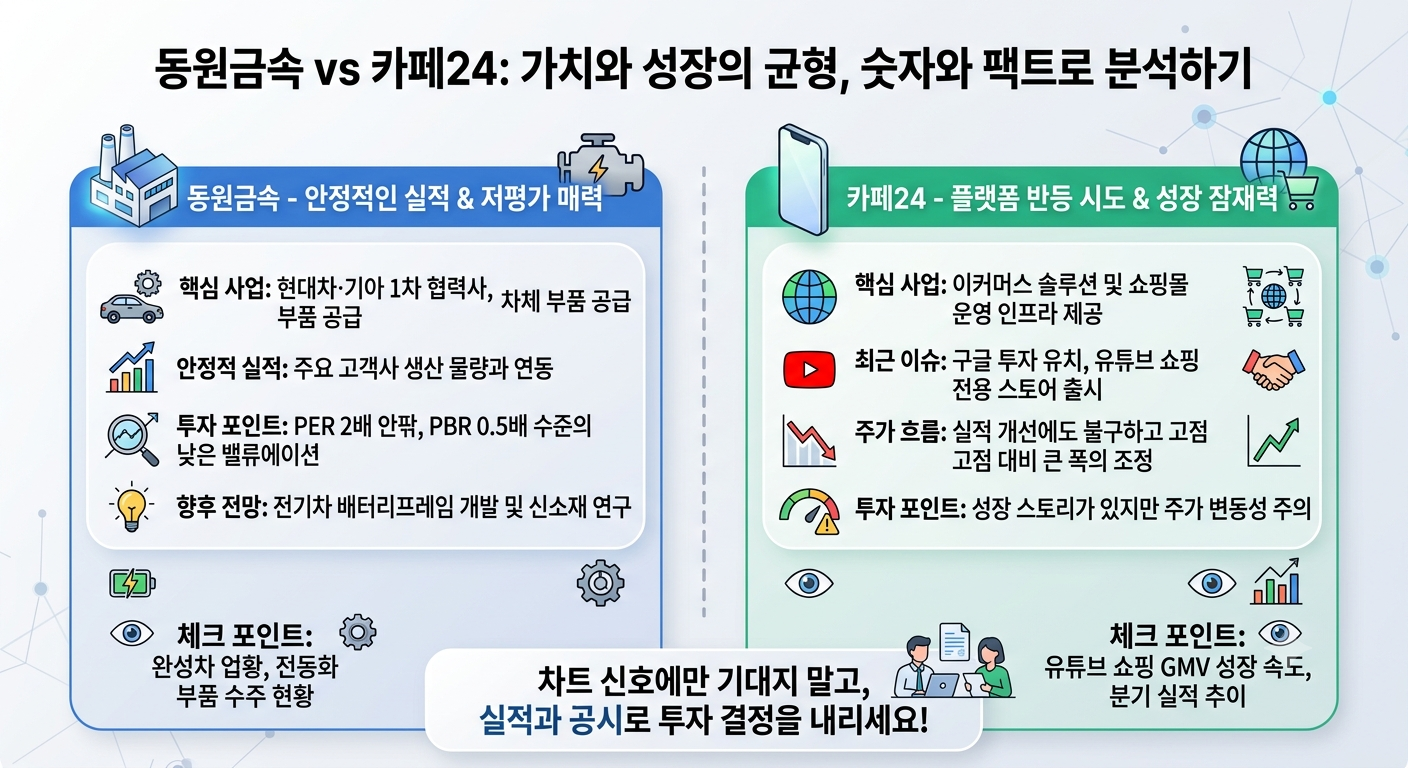 동원금속과 카페24 점검 (실적, 리스크, 체크포인트)