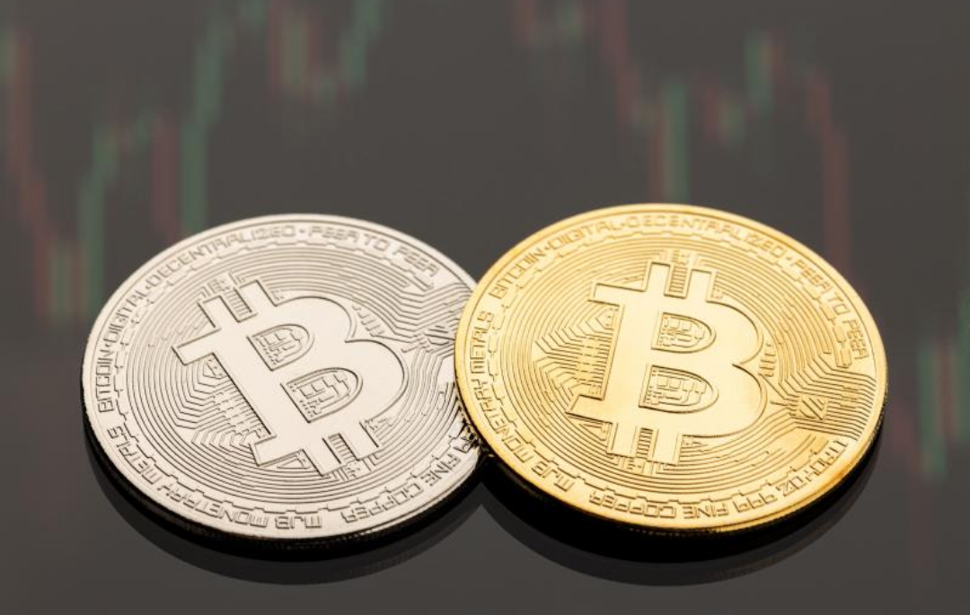 비트코인이 두개 놓여있다.