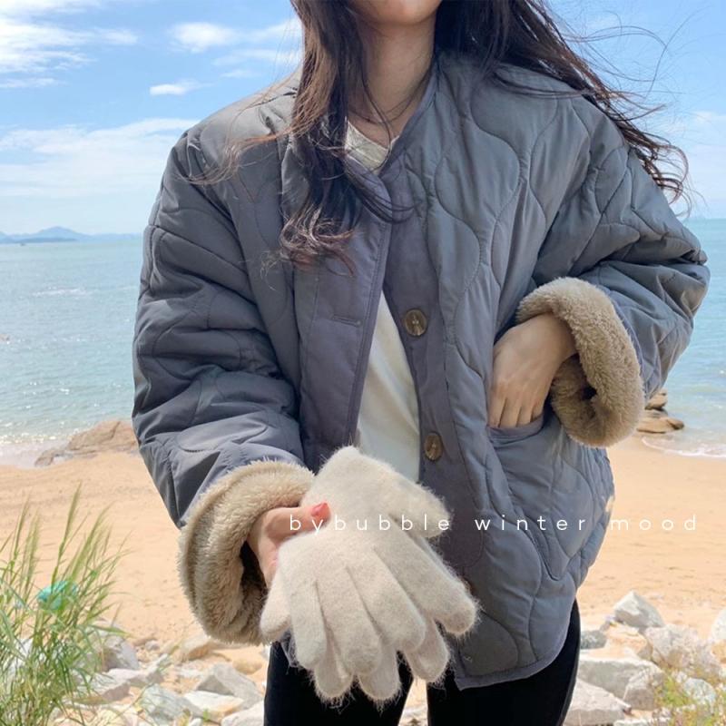 여성 양털 뽀글이 깔깔이 퀄팅 양면 경량 패딩 점퍼 (5컬러)