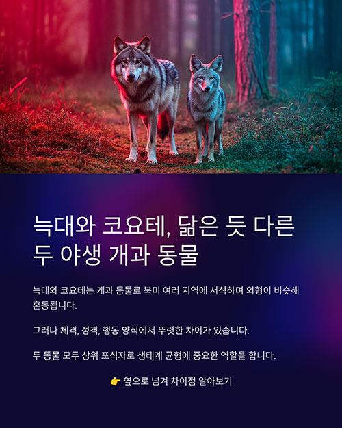 늑대와 코요테, 닮은 듯 다른 두 야생 개과 동물