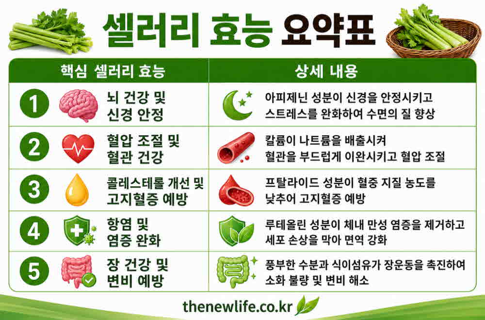 셀러리 효능 요약표