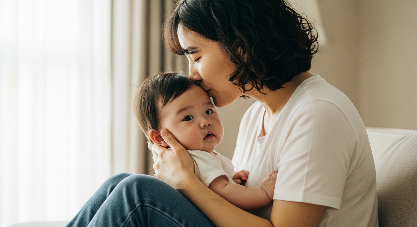 엄마와 아기 사진