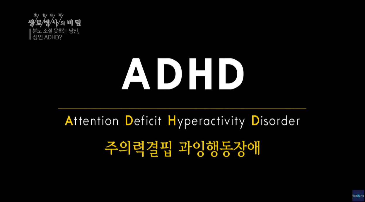 ADHD 생로병사의비밀 주의력결핍 과잉행동장애 분노조절장애 충동조절 정신건강