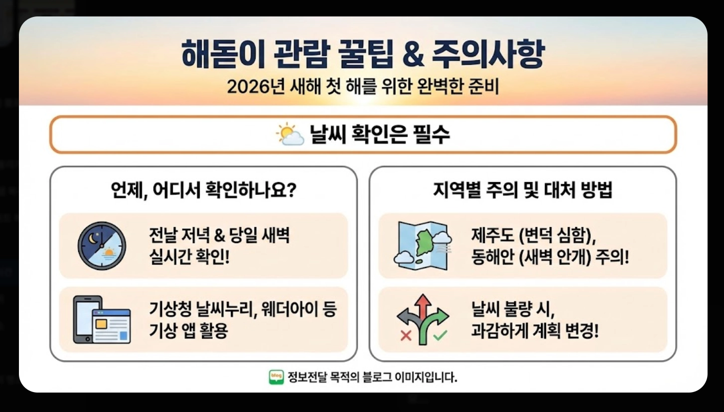 2026년 지역별 해돋이 시간 완벽 정리