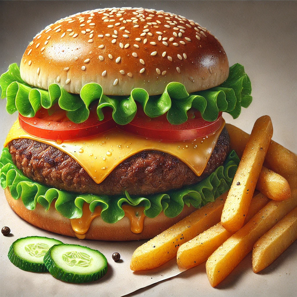 햄버거와 감자튀김사진