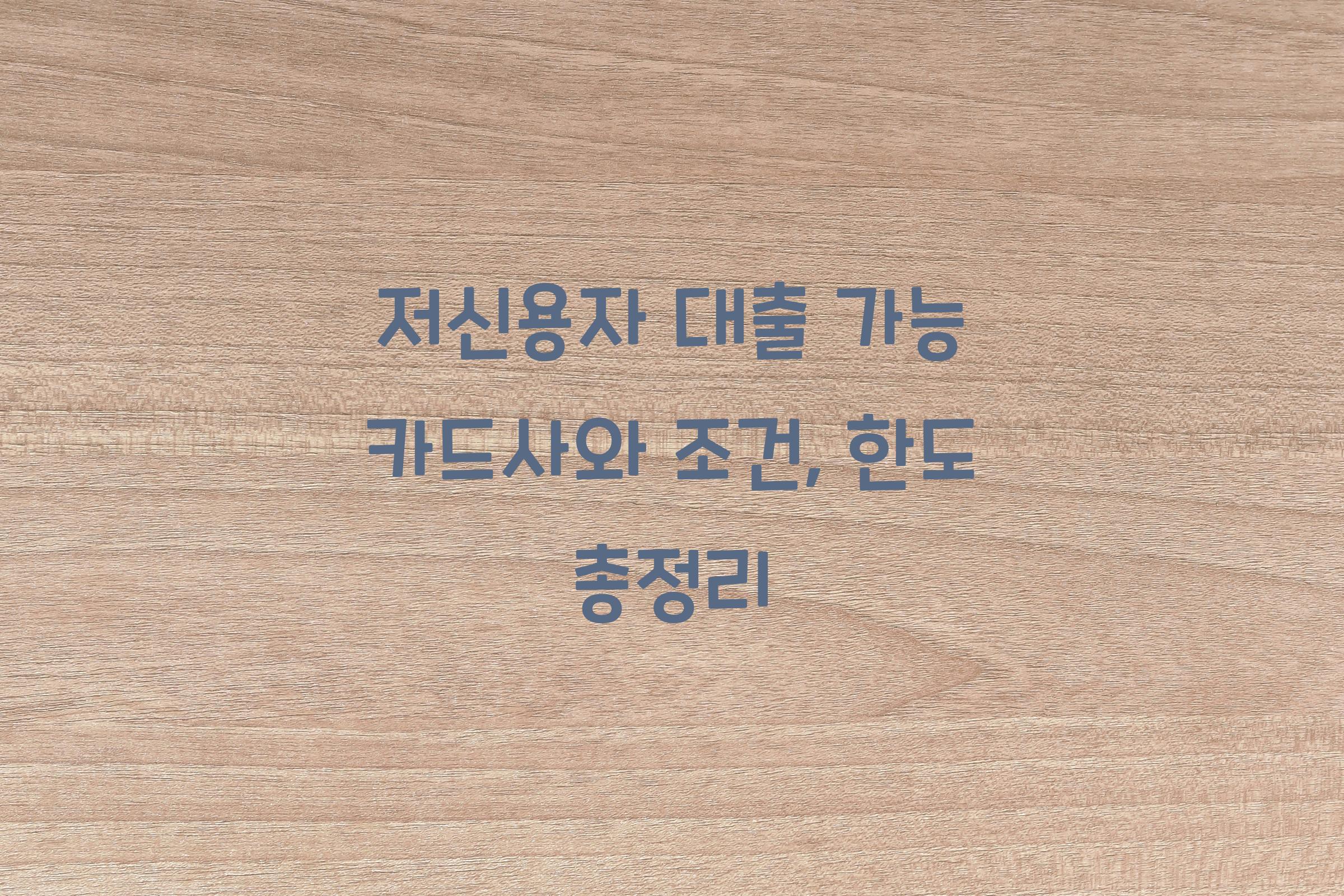 저신용자 대출 가능 카드사