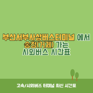 부산서부사상버스터미널에서 송정(거제) 가는 시외버스 시간표 최신정보