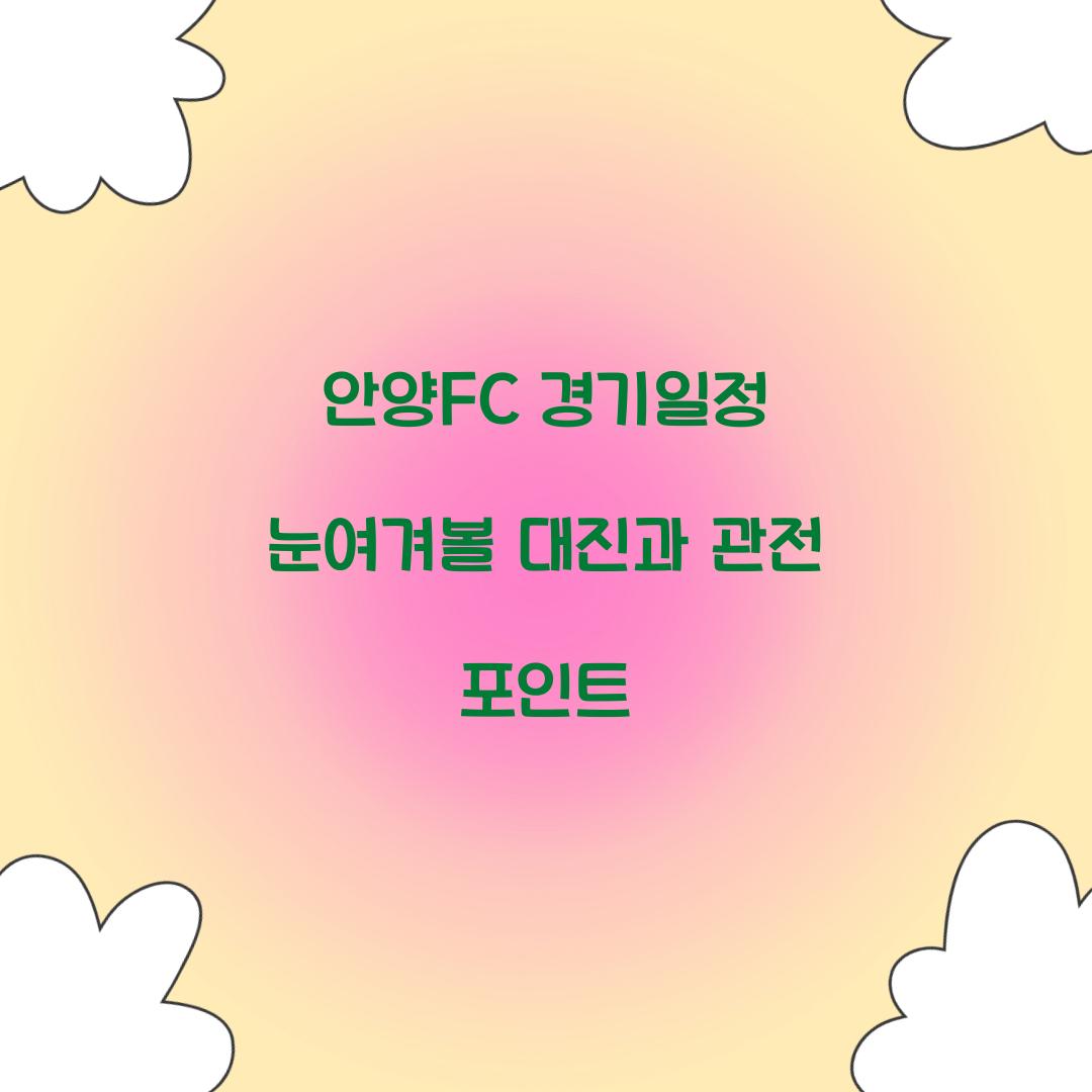 안양FC 경기일정