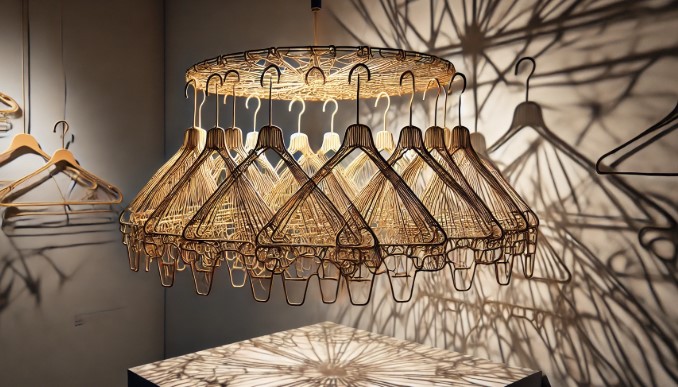 @폐기된 와이어 옷걸이를 활용한 조명 디자인 이미지