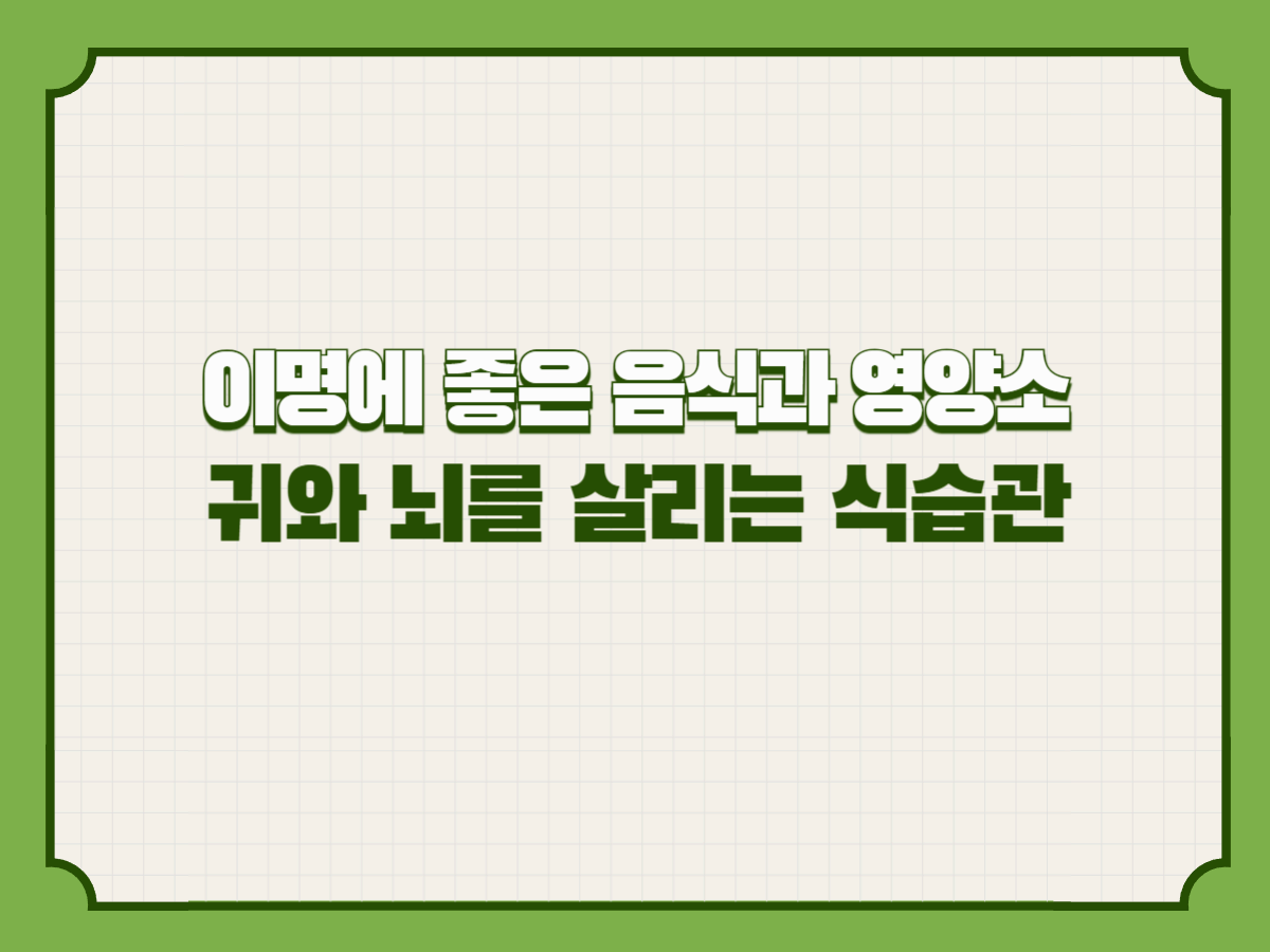 이명에 좋은 음식과 영양소 – 귀와 뇌를 살리는 식습관