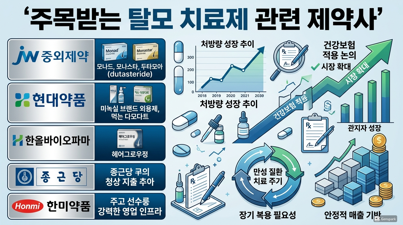 주목받는 탈모 치료제 관련 제약사