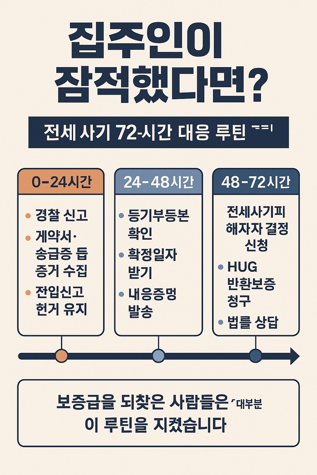 전세 사기 72시간 대응 루틴 포스터형 인포그래픽