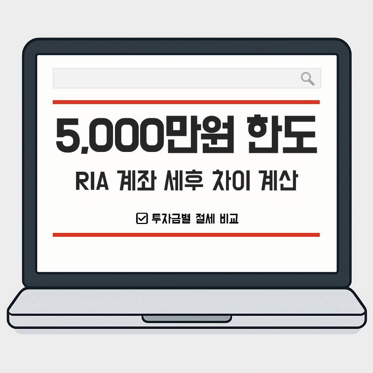 RIA 계좌 5,000만원 한도 투자 규모별 세후 수익 차이 계산을 설명하는 대표 썸네일 이미지