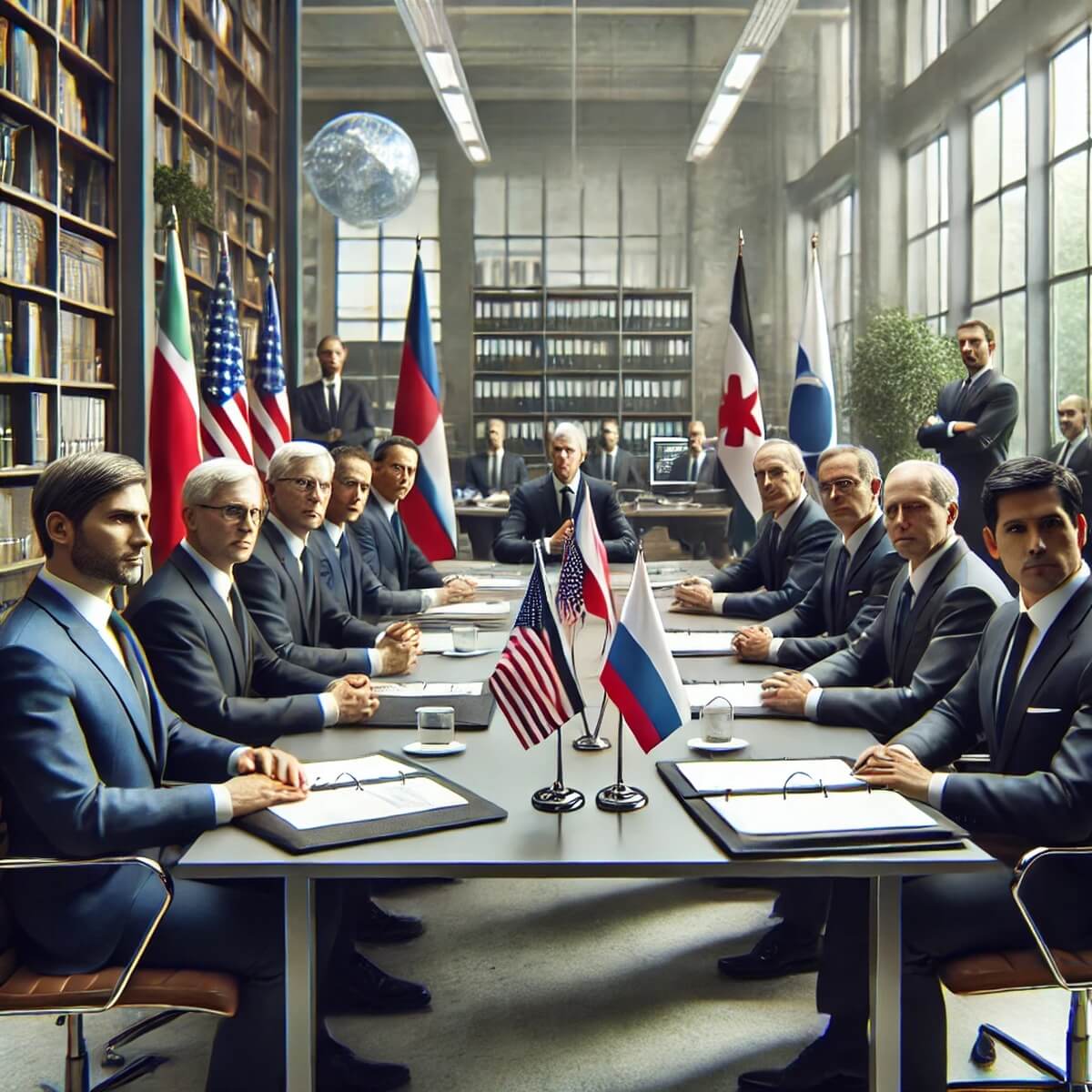 전략물자 수출 통제 회의 중인 외교 관계자 모습