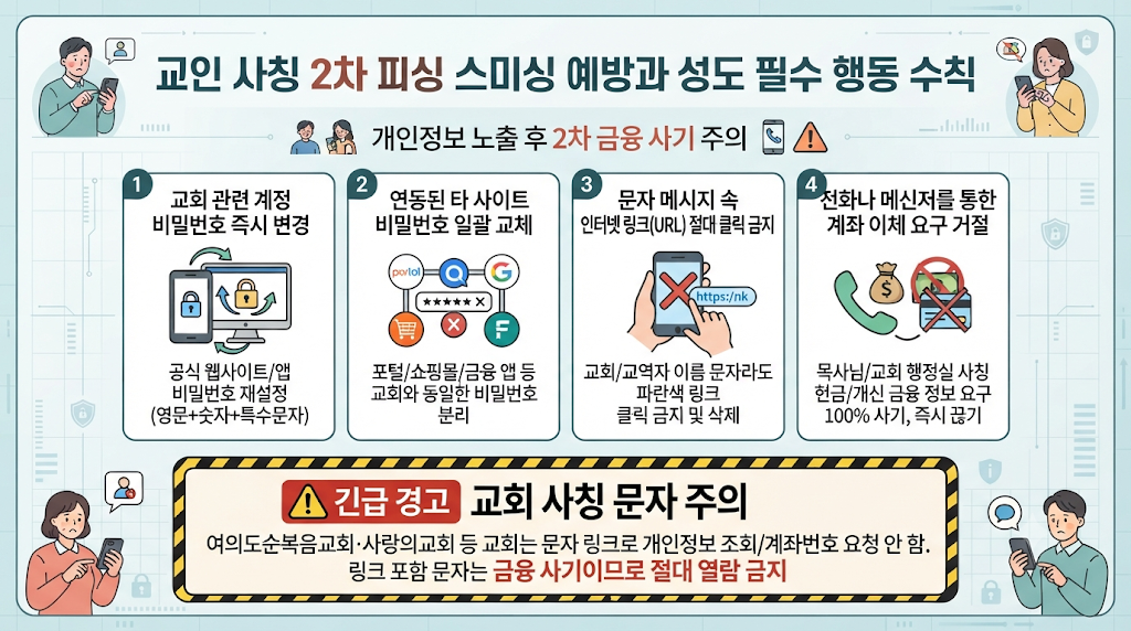 교인 사칭 2차 피싱 스미싱 예방과 성도 필수 행동 수칙