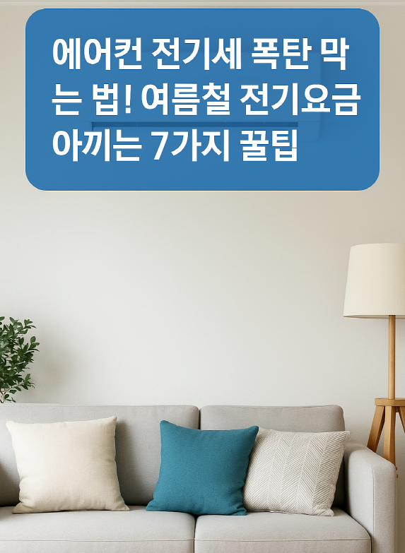 거실에 설치된 벽걸이형 에어컨 모습