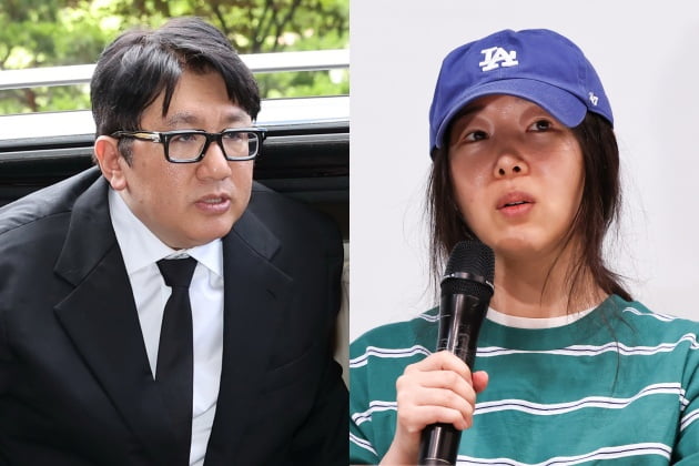방시혁 하이브 의장, 민희진 어도어 대표. 출처 연합뉴스, 한국경제