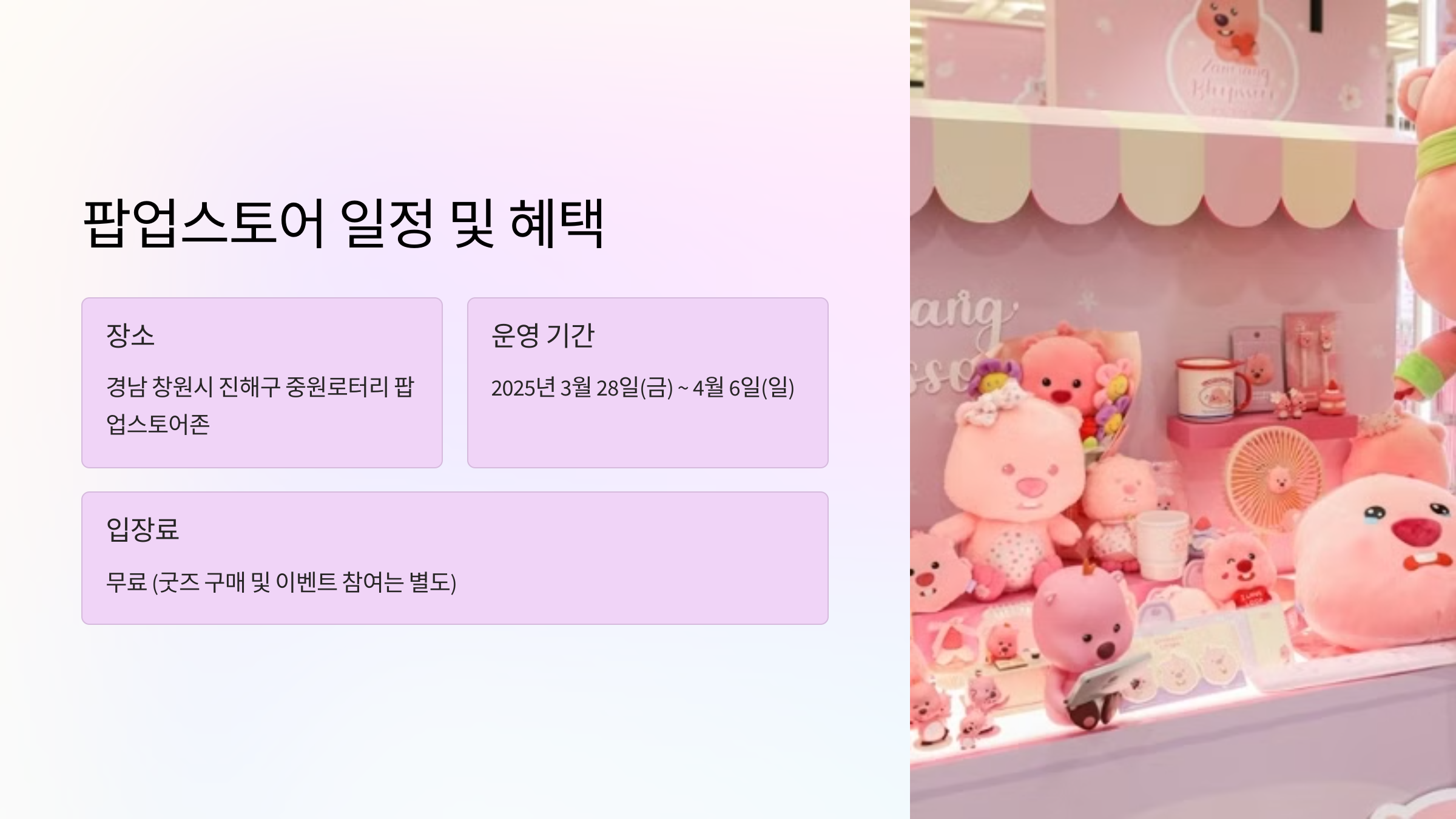 2025 진해군항제 잔망루피 팝업스토어