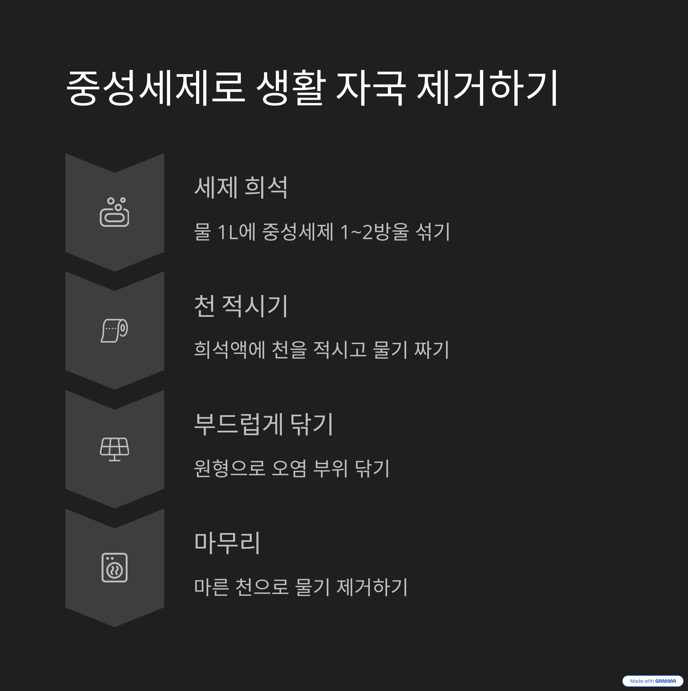 중성세제로 생활 자국 제거하기
