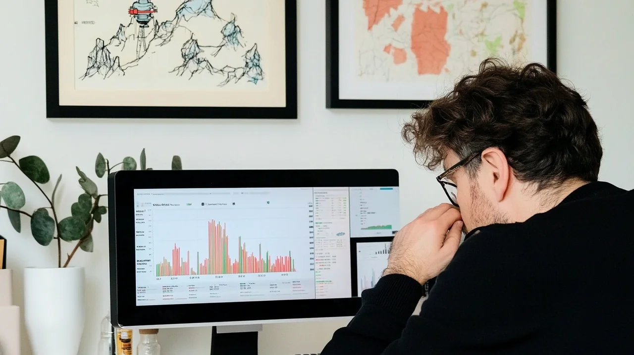 AI, 2차전지, 신재생에너지 등 테마형 ETF로 구성한 2025 연금 투자 포트폴리오 성과를 디지털 대시보드에서 분석하는 모습, ETF 분산투자, 연금 포트폴리오 관리, 투자 트렌드, 안정적 자산 증식 과정이 반영됨