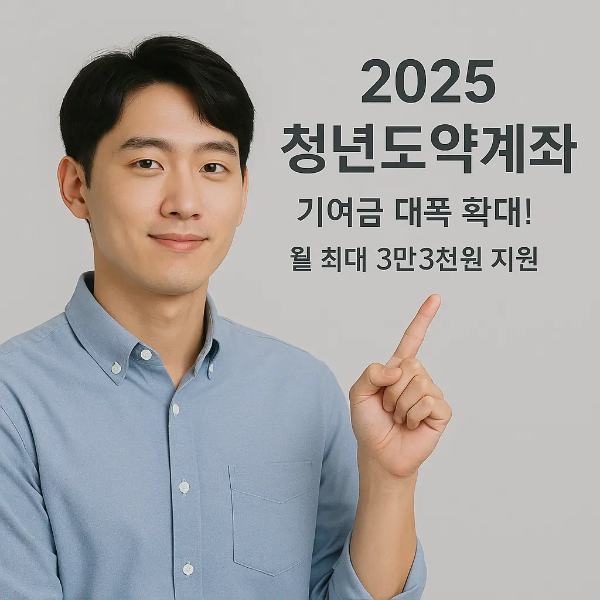 2025 청년도약계좌 확대 내용을 소개하는 한국인 남성 이미지