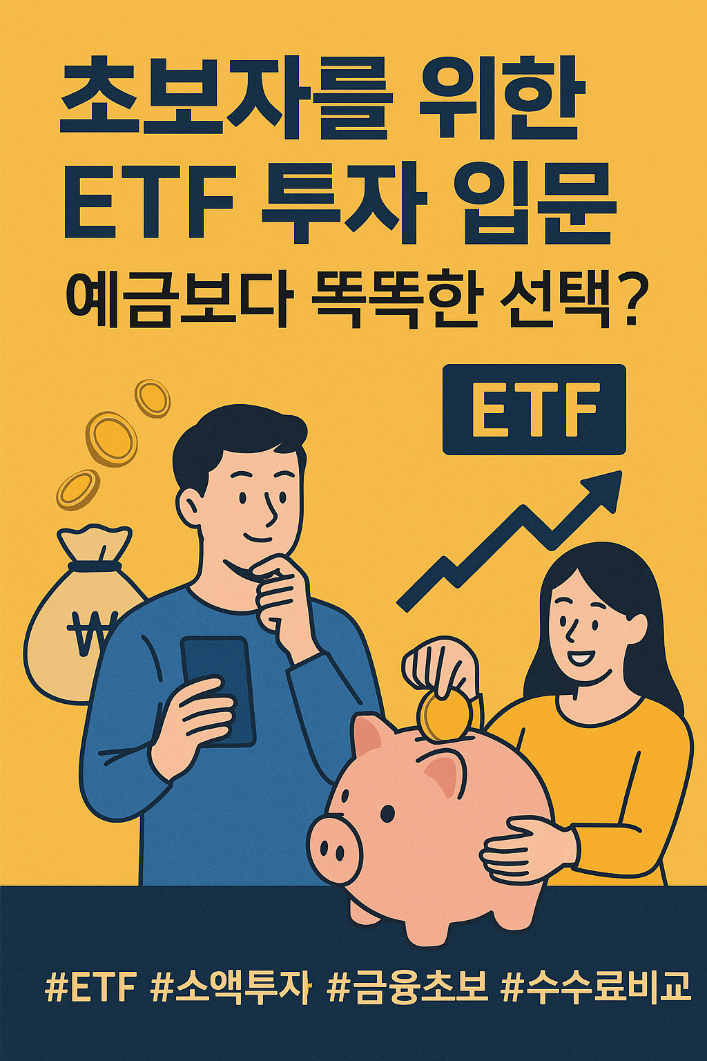 초보 투자자를 위한 ETF 개념 설명과 예금 대비 수익률 비교를 주제로 한 썸네일 이미지